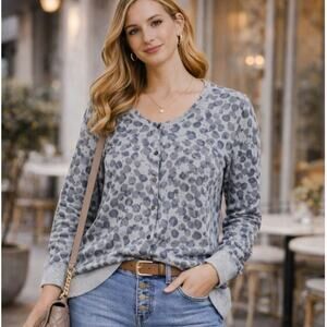 Loft 100% Merino Wool Cardigan Women's Size L Metal Buttons Soft S NWOT Timeless